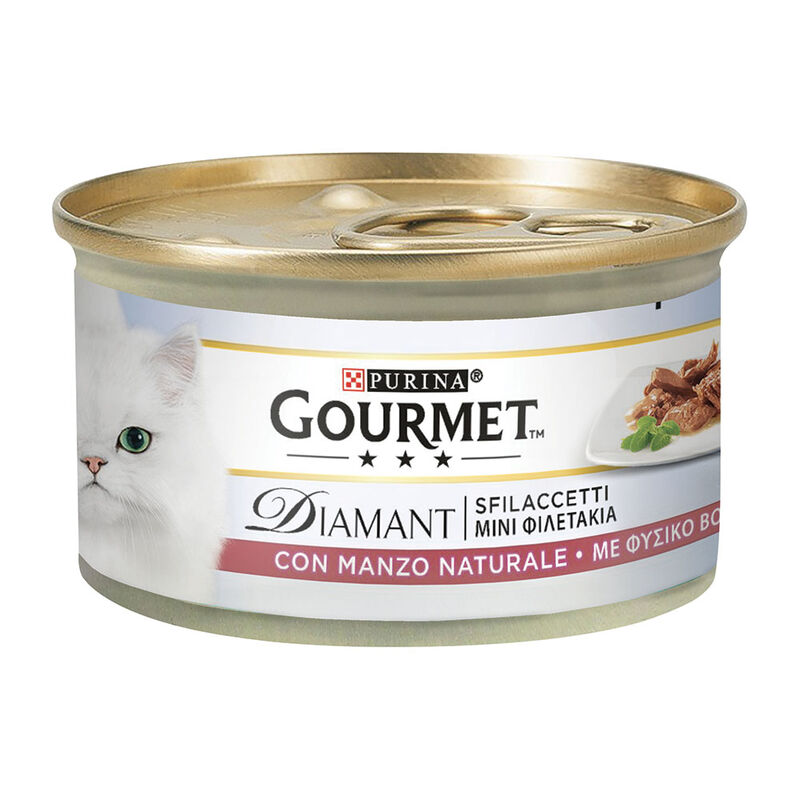 Gourmet Diamant Cat Adult Sfilaccetti con Manzo Naturale 85 gr