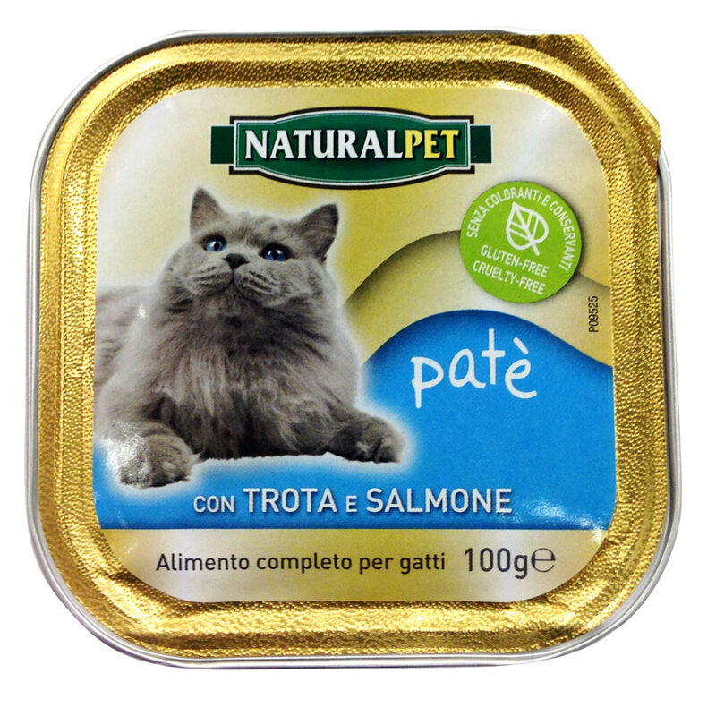 Naturalpet Cat Adult, Paté, con Trota e Salmone, 100 gr