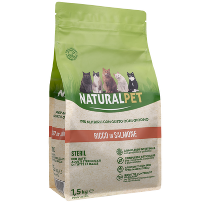 Naturalpet Cat Adult Sterilised ricco in Salmone 1,5kg