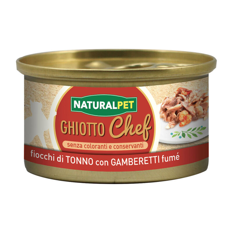 Naturalpet Ghiotto Chef Fiocchi di Tonno con Gamberetti fumé g 80