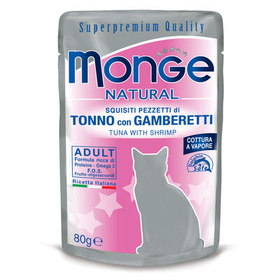 Monge Natural Cat Adult Pezzetti di Tonno con Gamberi 80 gr
