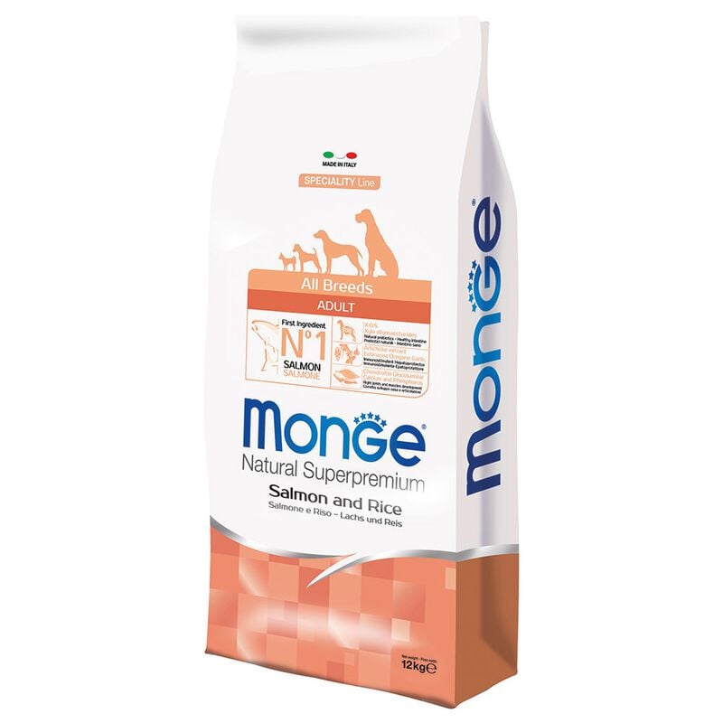 Monge Natural Superpremium Crocchette per cani adulti Salmone e Riso 12 kg