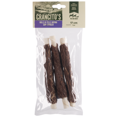 Crancito's Rolls di pelle bovina con coniglio 3pz 17cm