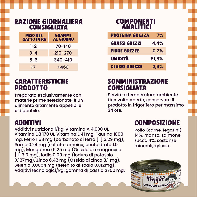 Il Cibo di Beppo Cat Adult Steril paté con pollo&zucca 85gr