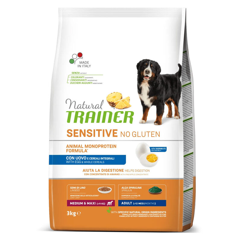 Natural Trainer Dog Adult Medium&Maxi Sensitive Gluten Free con Uovo 3 kg