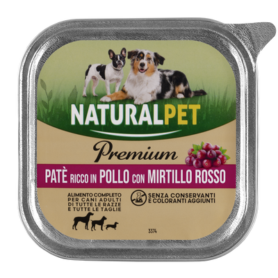 Naturalpet Premium Dog Adult All breeds paté ricco in pollo con mirtillo rosso 150gr