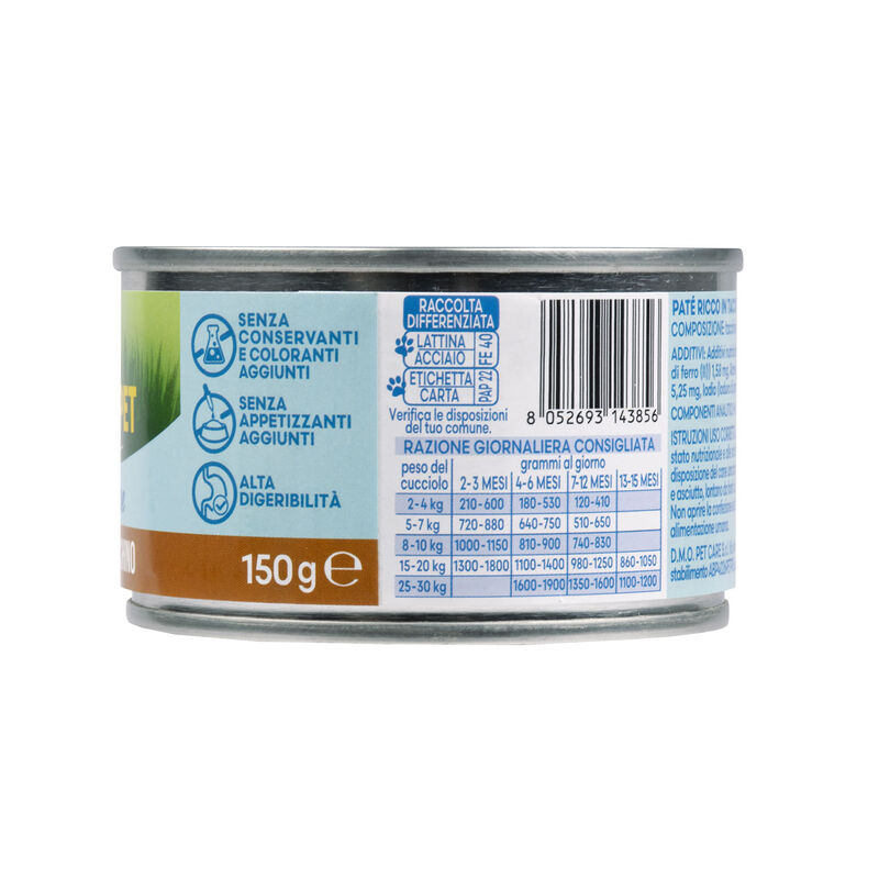 Naturalpet Prime Orme Puppy Paté ricco in Tacchino 150gr