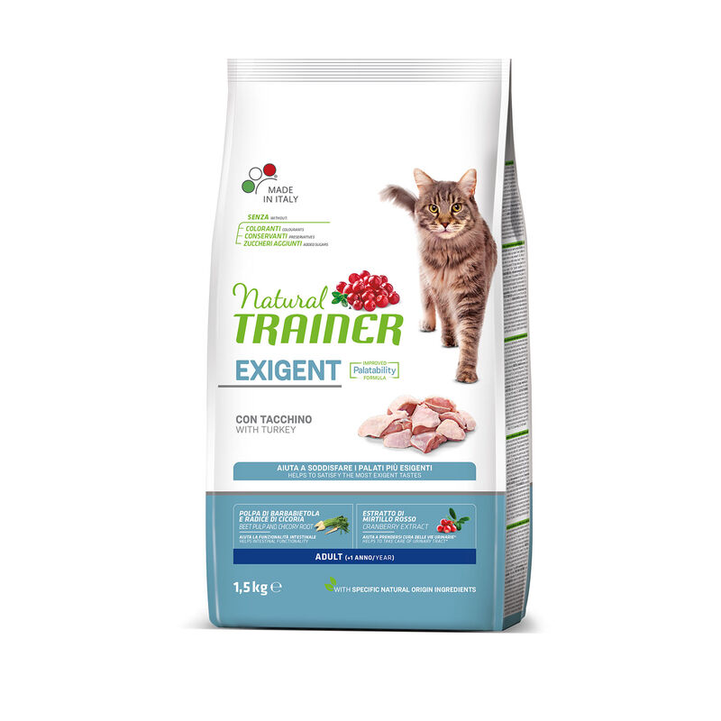 Natural Trainer Cat Adult Exigent con Tacchino 1,5 kg