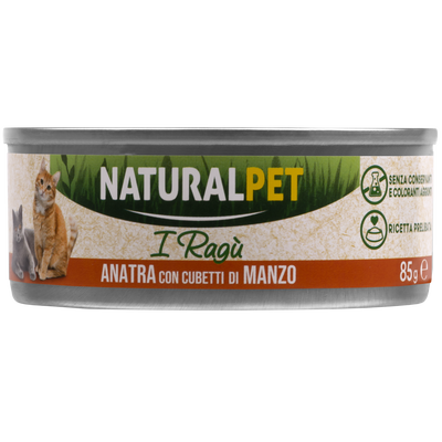 Naturalpet Cat I ragù Anatra con cubetti di manzo 85gr