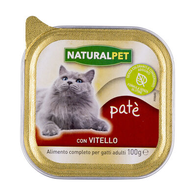 Naturalpet Cat Adult, Paté, ricco in Vitello, 100 gr