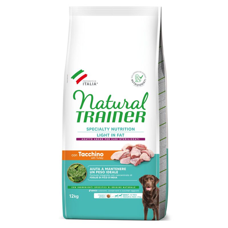 Natural Trainer Dog Maxi Adult Light in Fat Tacchino 12 kg