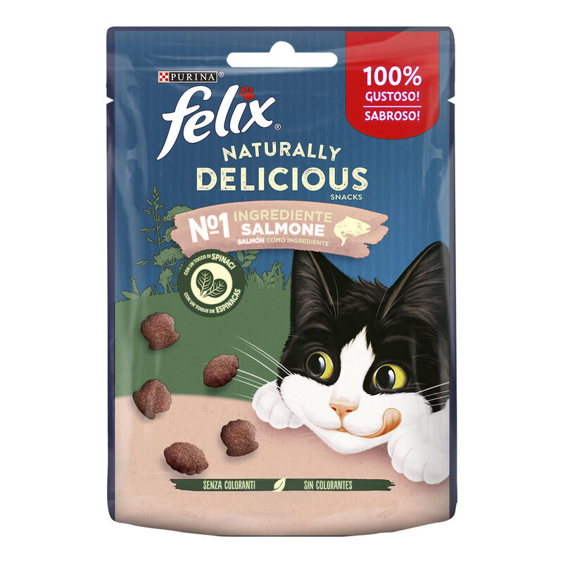 Felix Naturally Delicious Cat Snack con Salmone e Spinaci 50 gr