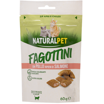 Naturalpet Snack Fagottini con Pollo ripieni di Salmone 60 gr