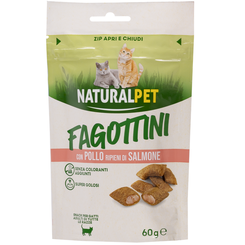 Naturalpet Snack Fagottini con Pollo ripieni di Salmone 60 gr