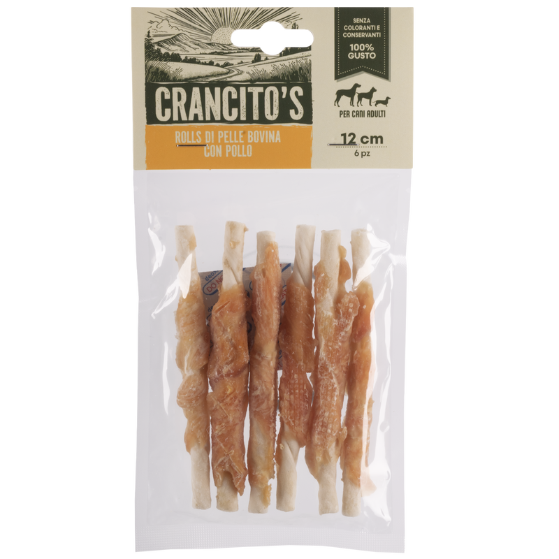 Crancito's Rolls di pelle bovina con pollo 6pz 12cm