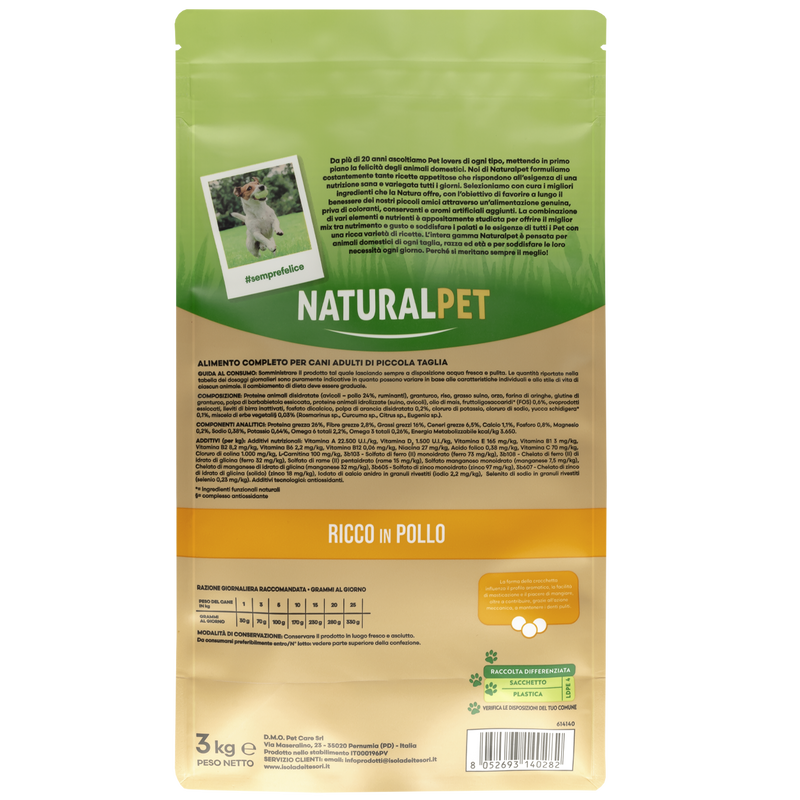 Naturalpet Premium Dog Adult Mini ricco in Pollo 3 kg 