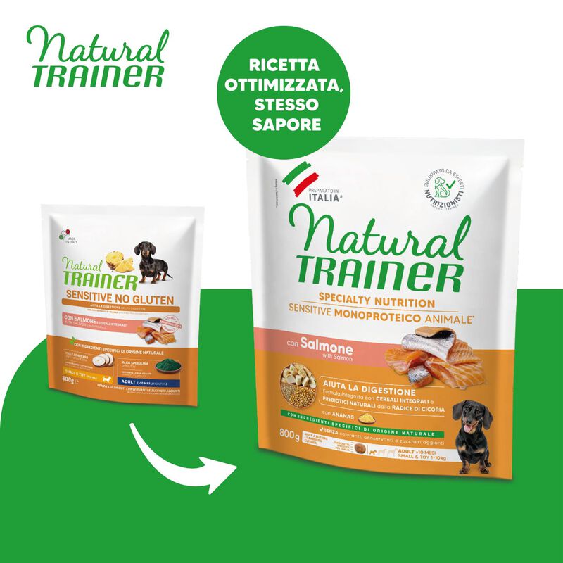Natural Trainer Sensitive Dog No Gluten Small & Toy Adult con Salmone 800 gr