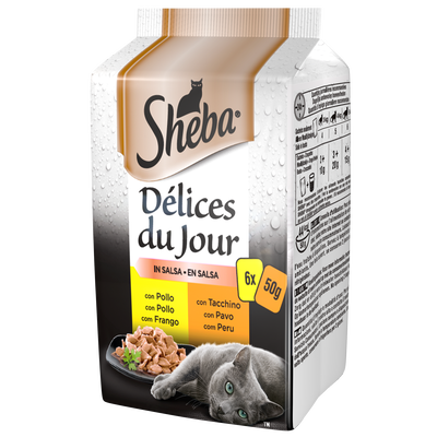 Sheba Cat Delice du Jour Pollo e Salmone in salsa 6x50 gr