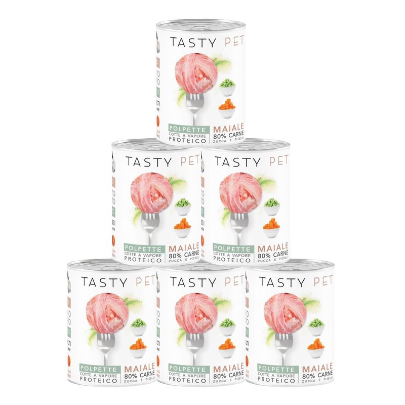 Tasty Pet Polpette in Salsa per cani con Maiale, Zucca e Piselli 400 gr