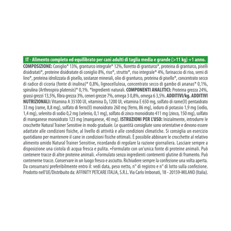 Natural Trainer Dog Adult Medium&Maxi Sensitive Gluten Free con Coniglio 3 kg