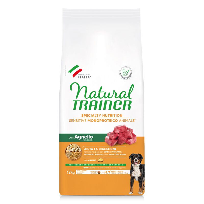 Natural Trainer Sensitive No Gluten Dog Medium&Maxi Adult con Agnello 12 kg