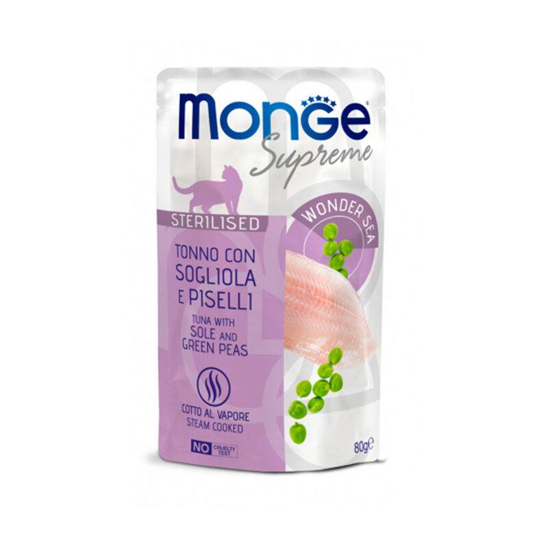 Monge Supreme Cat Adult Sterilised Tonno con Sogliola e piselli 80 gr