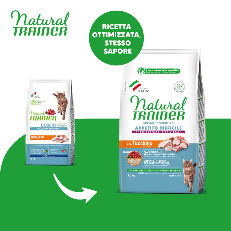 Natural Trainer Cat Adult Exigent con Tacchino 1,5 kg