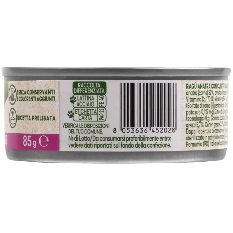 Naturalpet Cat Sterilised I ragù Anatra con cubetti di arrosto di maiale 85gr