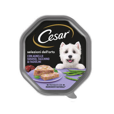 Cesar Dog Selezioni dell'Orto con Agnello sugoso, tacchino e fagiolini in Gelatina 150 gr