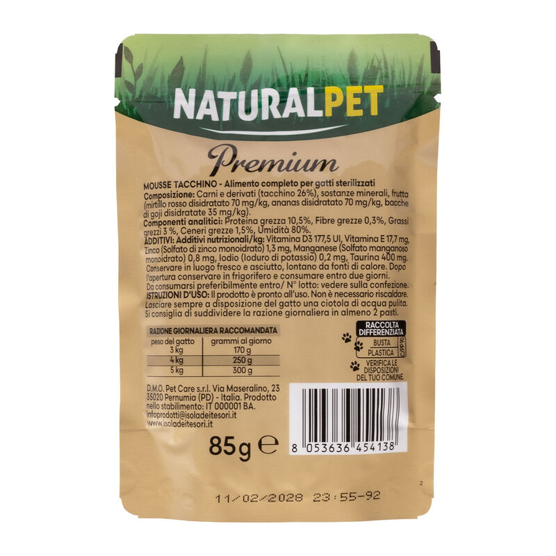 Naturalpet Premium Cat Steril Mousse Tacchino 85gr