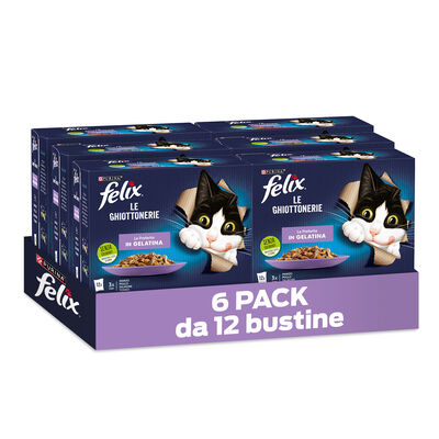 Felix Le Ghiottonerie Cat Le Preferite con Manzo, Pollo, Salmone e Tonno 72x85 gr