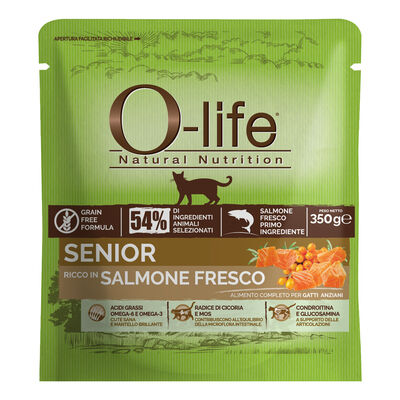 O-life Cat Senior: Nutrizione Completa con Salmone 350 gr