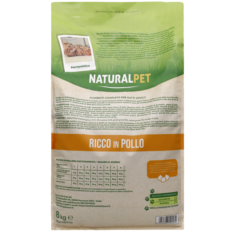 Naturalpet Cat Adult ricco in Pollo 8 kg