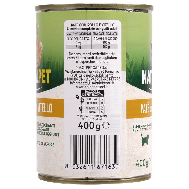 Naturalpet Cat Adult Paté Pollo e Vitello 400 gr