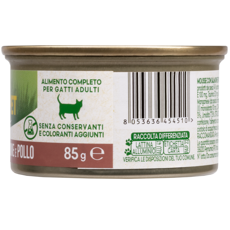 Naturalpet Cat Adult Mousse Salmone e pollo 85g