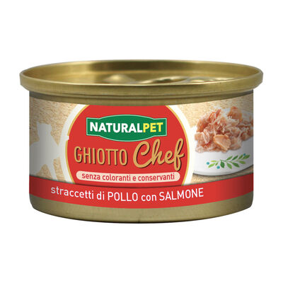 Naturalpet Ghiotto Chef Straccetti di Pollo con Salmone fumé 80gr