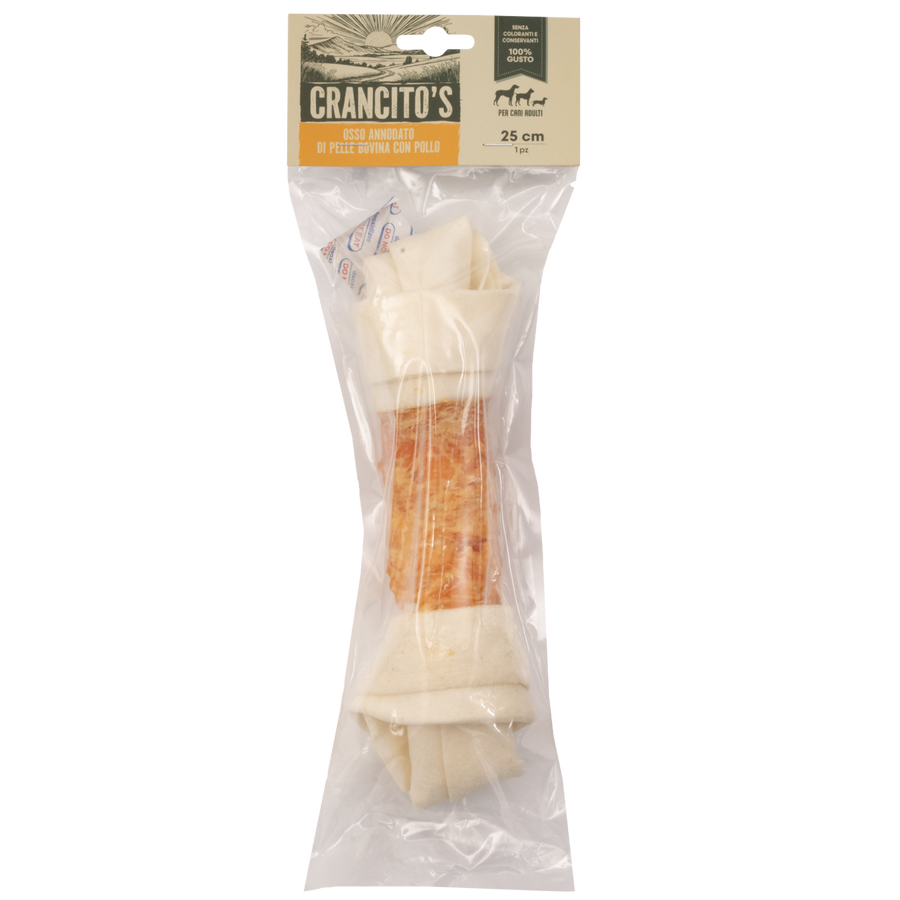 Crancito's Dog Adult Osso annodato di pelle bovina con pollo 25cm 1pz