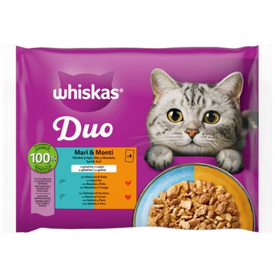 Whiskas Duo Mix Mari e Monti in gelatina 4x85gr