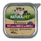 Naturalpet Premium Dog Adult Paté ricco in Agnello con mirtilli 150 gr