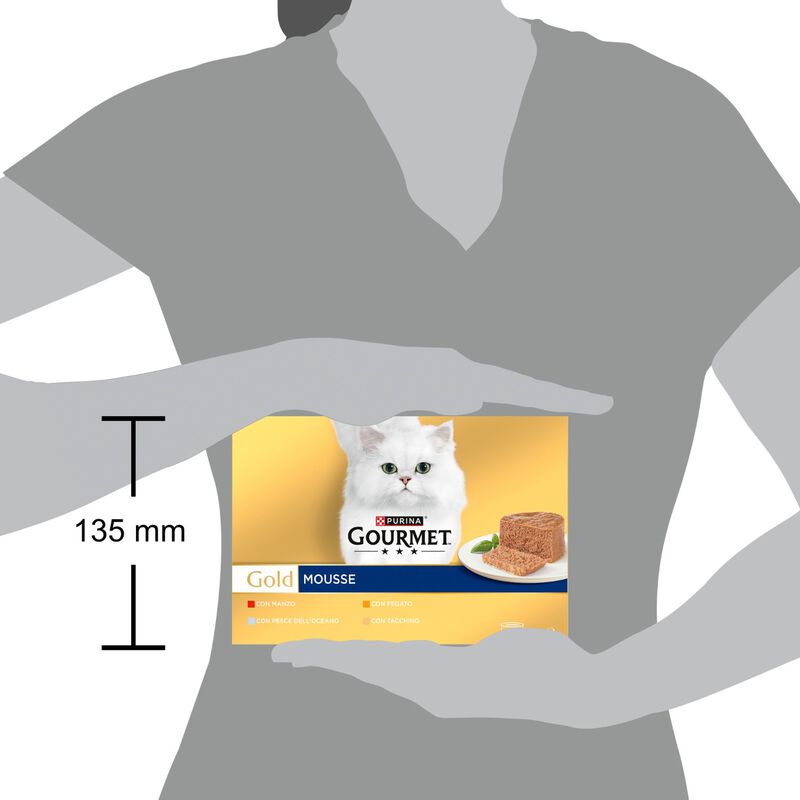 Gourmet Gold Cat Adult  Mousse con Manzo, Pesce dell'Oceano, Tacchino, Fegato 12x85 gr