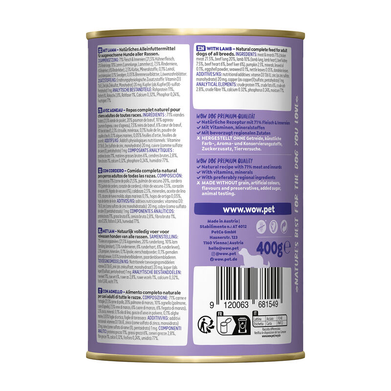 Wow Dog Adult Agnello con zucca e ortica 400gr
