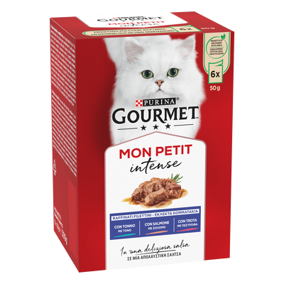 Gourmet Mon Petit Cat Adult con Tonno, Salmone, Trota 6x50 gr