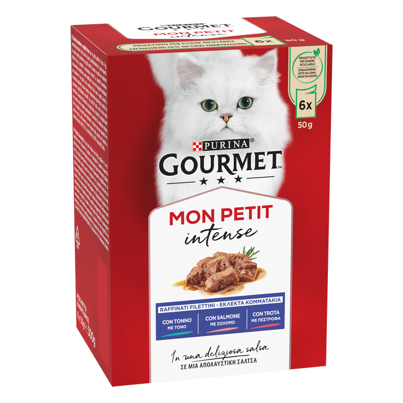 Gourmet Mon Petit Cat Adult con Tonno, Salmone, Trota 6x50 gr