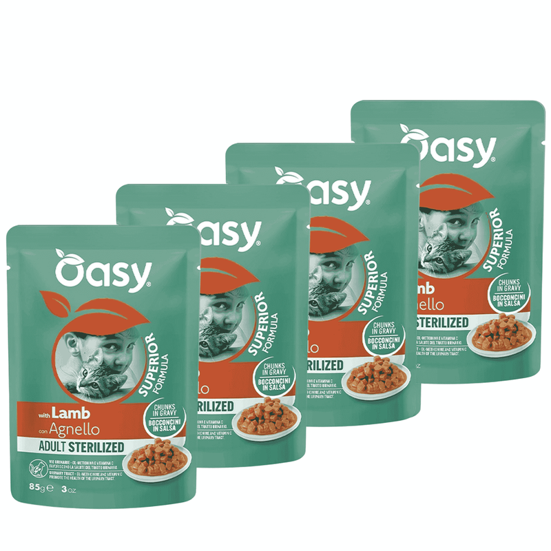 Oasy Bocconcini in Salsa per gatti adulti sterilizzati con Agnello 85 gr