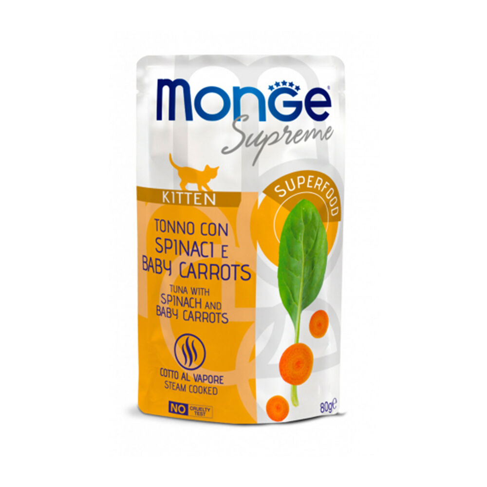 Monge Supreme Kitten Tonno con Spinaci e baby carrots 80 gr|L'Isola dei ...