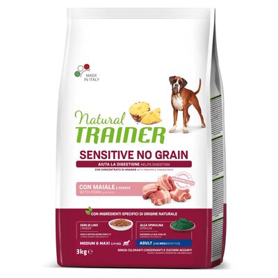 Natural Trainer Dog Sensitive Medium&Maxi Grain Free al Maiale 3 kg