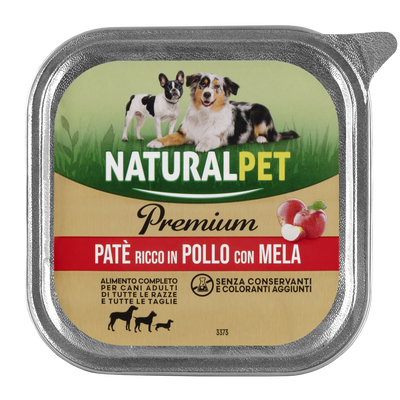 Naturalpet Premium Dog Adult All breeds paté ricco in pollo con mela 150gr