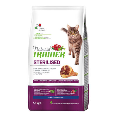Natural Trainer Cat Adult Sterilised Prosciutto Crudo 1,5 kg