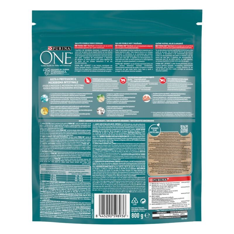 Purina One Cat Adult Sterilised Tacchino e Frumento 800 gr