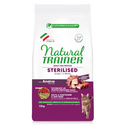 Natural Trainer Cat Adult Sterilised Anatra 1,5 kg